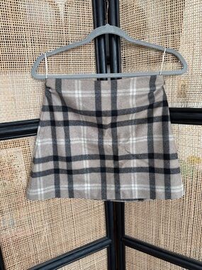 Wilfred Plaid Mini Skirt in Taupe and Black